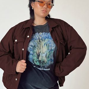 Western Denim Jacket Dark Brown Curve