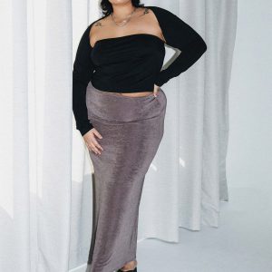 Harriette Maxi Skirt Slate Grey Curve