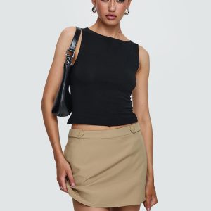 Hosier Twill Mini Skirt Taupe
