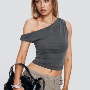 Danette One Shoulder Top Slate