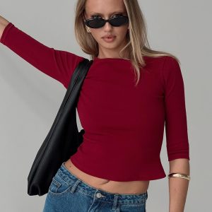 Elaia 3/4 Sleeve Top Red