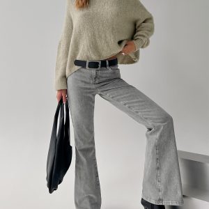 Magic Mirror Mid Rise Bootleg Jeans Washed Grey