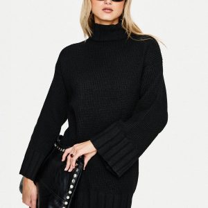 Tarin Long Sleeve Knit Mini Dress Black