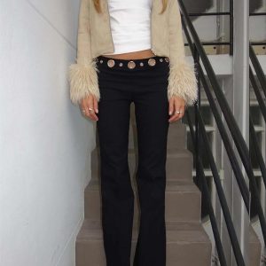 True Grit Eyelet Flare Pants Black