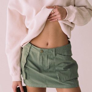 Leni Cargo Mini Skirt Khaki