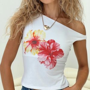 Edwardi Hibiscus Top White