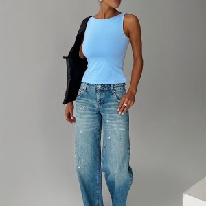 Picasso Mid Rise Straight Leg Jeans Mid Blue