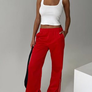 Travalta Satin Track Pant Red