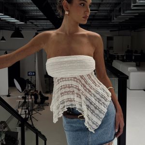 You Were Right Strapless Textured Top Cream