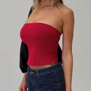 Aurorah Strapless Top Red