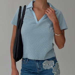 Ralphy Collared Top Blue Stripe