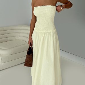 Tinsie Strapless Maxi Dress Yellow