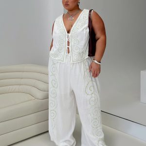 Kindred Pants White / Green Curve