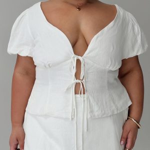 Wilhelmina Blouse Top White Curve