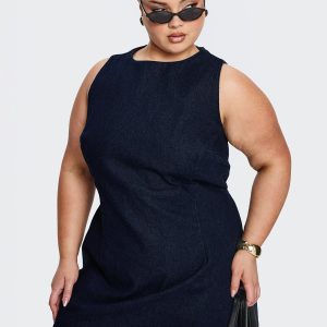 Ainsleigh Shift Denim Playsuit Dark Wash Curve