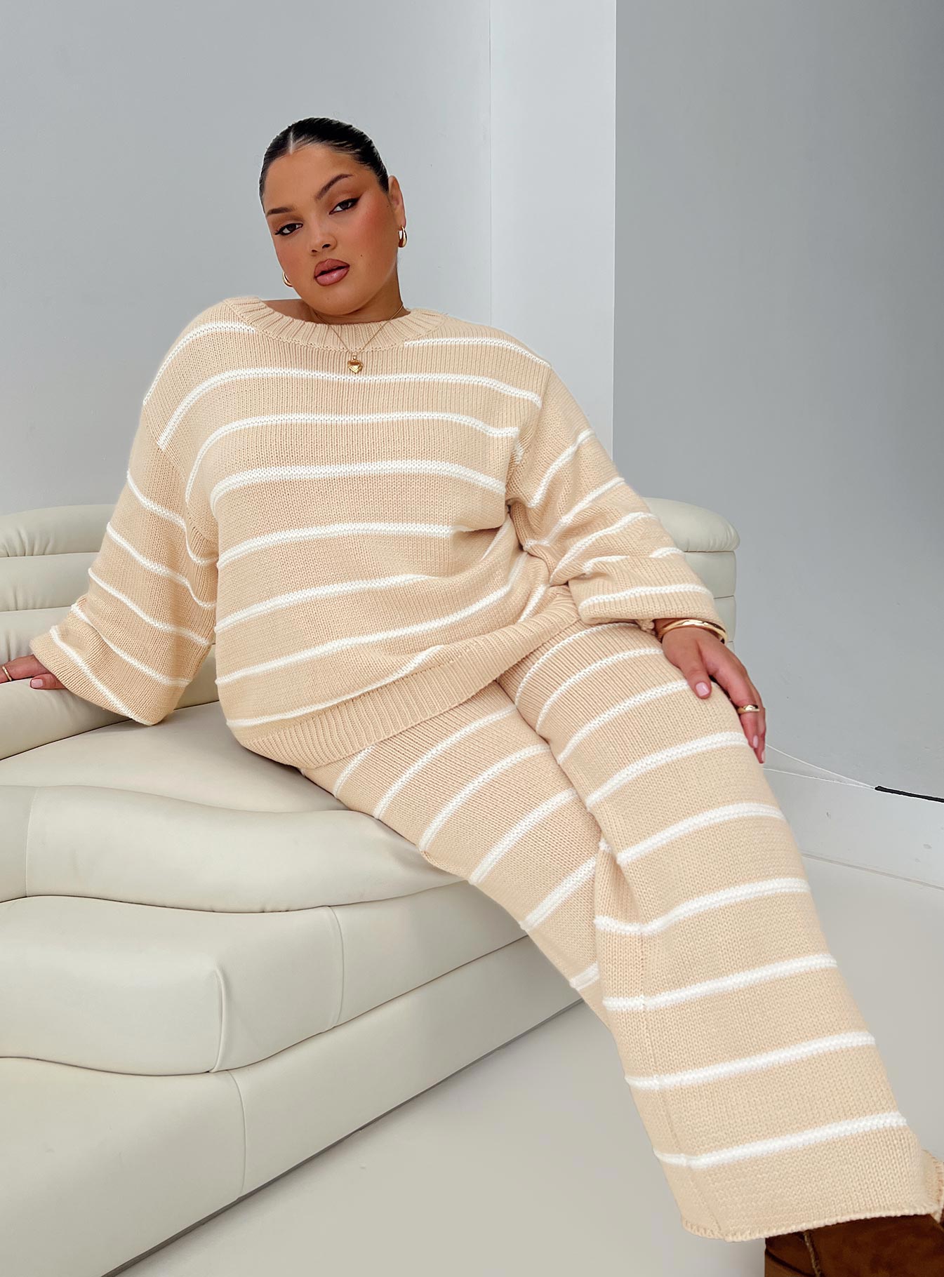 Read Your Mind Knit Sweater Cream Stripe - Image 8