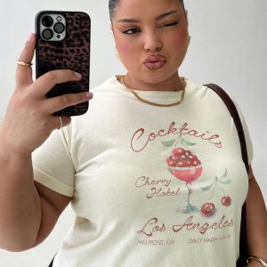 Cherry Cocktails Tee Cream Curve