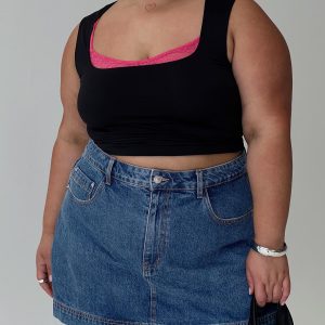 Back In Time Top Black / Pink Lace Curve