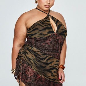 Syrefena Halter Mini Dress Multi Curve