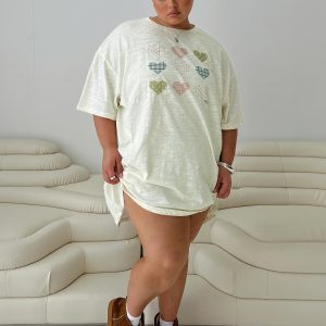 Heart Strong Nightie Sleep Dress Multi Curve