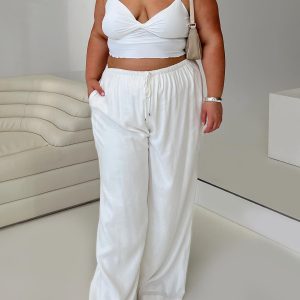 Ogilvie Linen Blend Pants White Curve