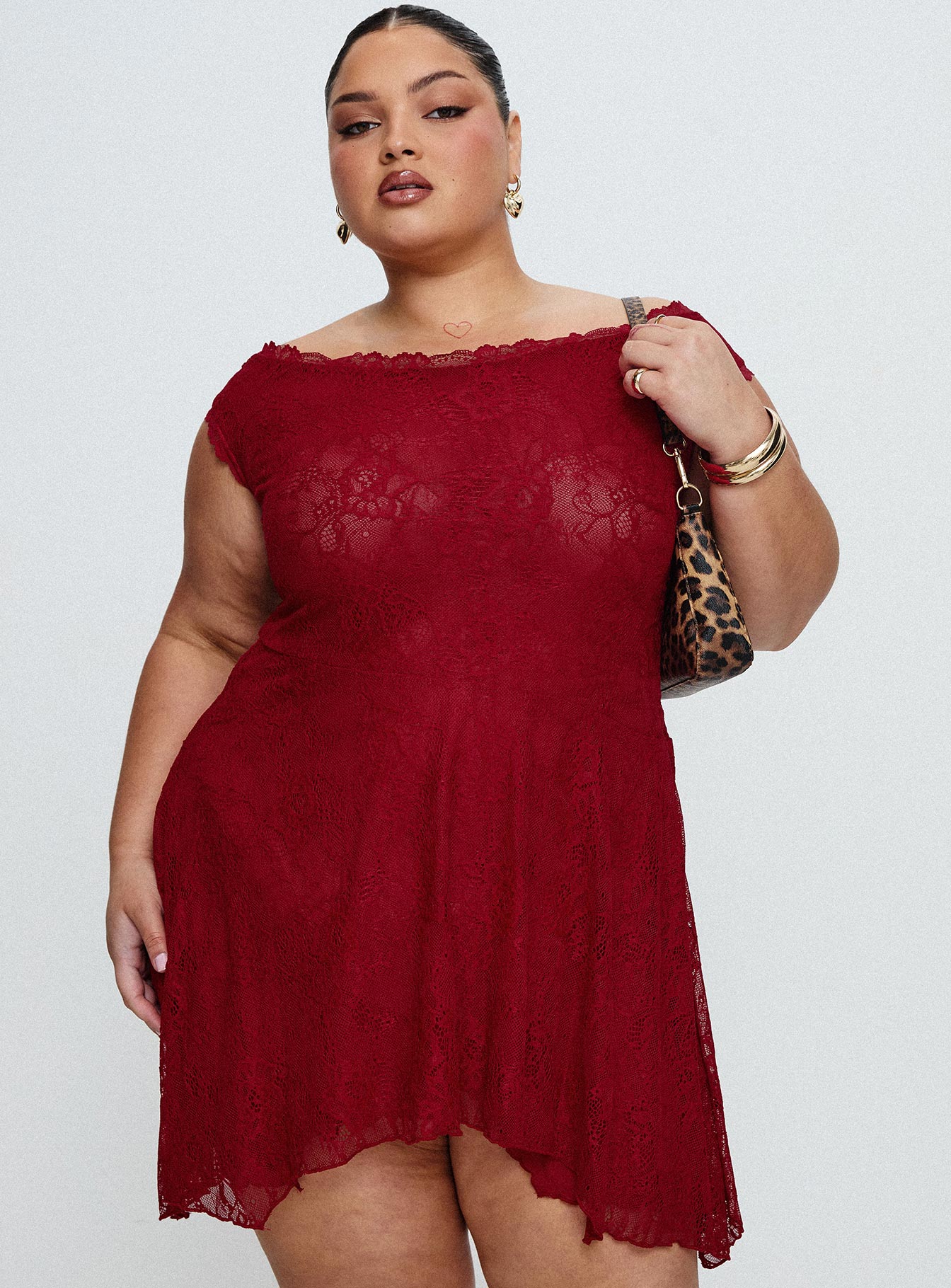 La Dolce Vita Lace Mini Dress Red - Image 6