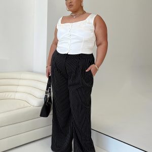 Archer Pants Pinstripe Black Curve