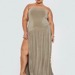 Inka Strapless Maxi Dress Taupe Curve