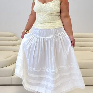 Calling For You Flowy Maxi Skirt White Curve
