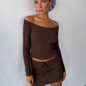 Baseline Rib Skort Brown