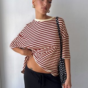 Kieryn Oversized Top Red Stripe