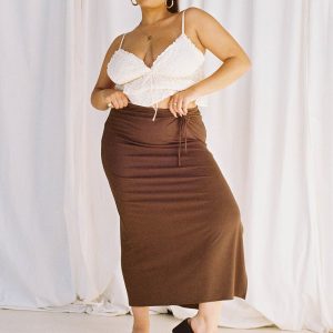 Caroline Midi Skirt Brown Curve