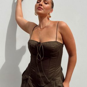 Del Gato Corset Top Dark Chocolate