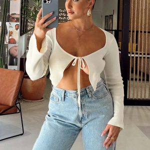 Rosette Knit Top Cream