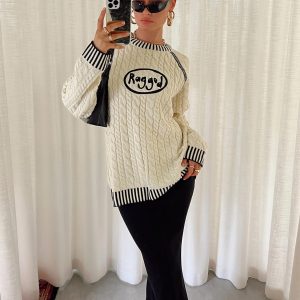 The Ragged Priest Cable Knit Sweater Cream