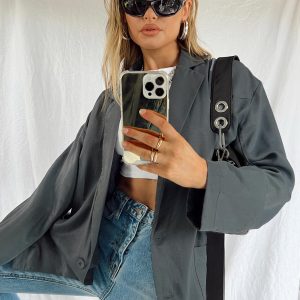 Amber Oversized Blazer Grey