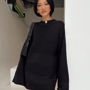Cheyenne Knit Sweater Dress Black