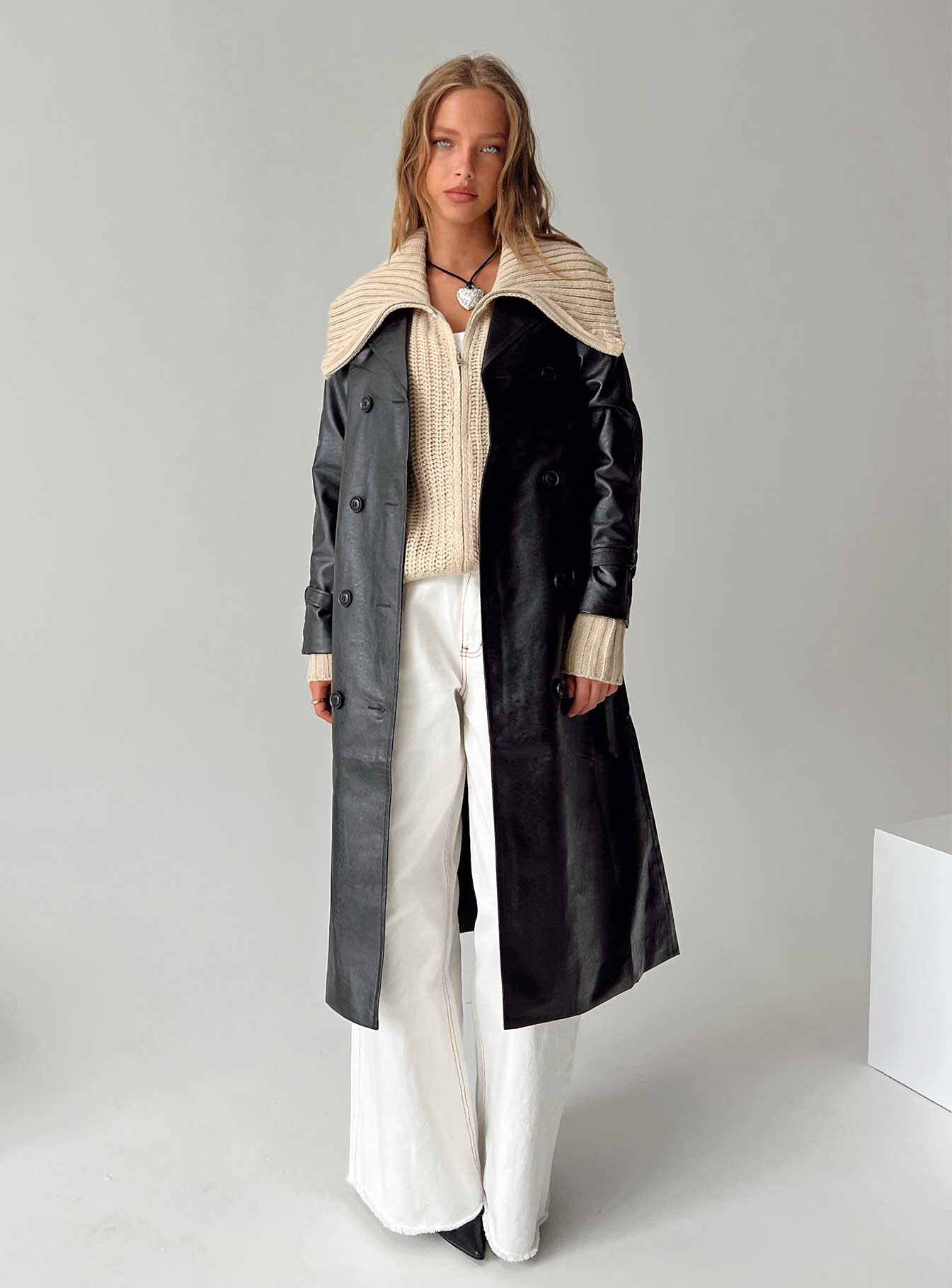 Montanna Faux Leather Coat Black - Image 11