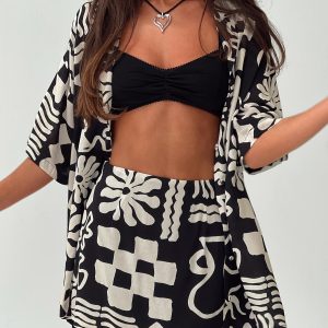 Caraliia Mini Skirt Black / Cream