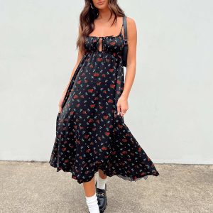 Empress Of Love Maxi Dress Black Floral