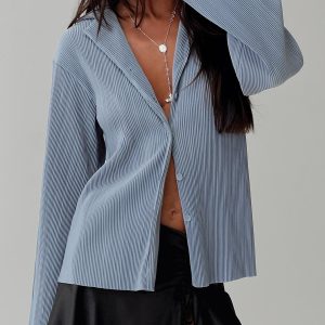 Louie Pleated Shirt Blue