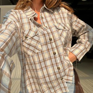 Sweet Summer Flannel Top Blue Check