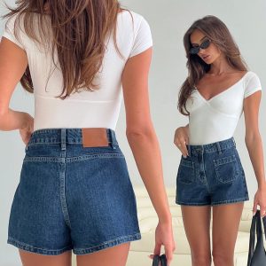 Take My Breath Denim Shorts Blue