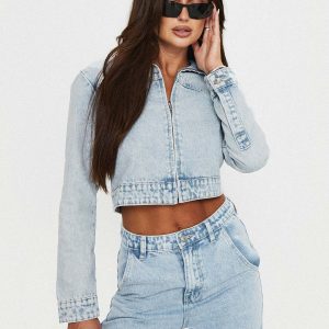 Belgrove Moto Jacket Snow Wash Denim