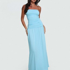 Glorie Strapless Maxi Dress Light Blue