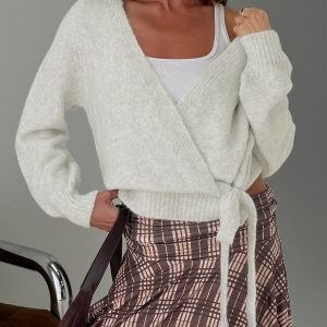 Daelan Wrap Knit Cardigan Grey Marle