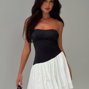 Amandla Strapless Mini Dress Black / White