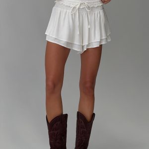 Poppylane Frill Tiered Mini Shorts White