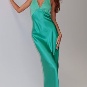 Annalia Scarf Tie Maxi Dress Aqua