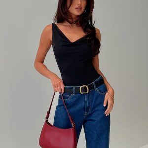 Axton Cowl Neck Bodysuit Black